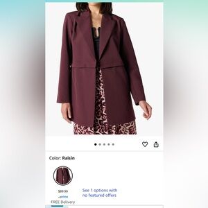 New! Elegant Burgundy Blazer Convertible to Cropped Jacket for Women